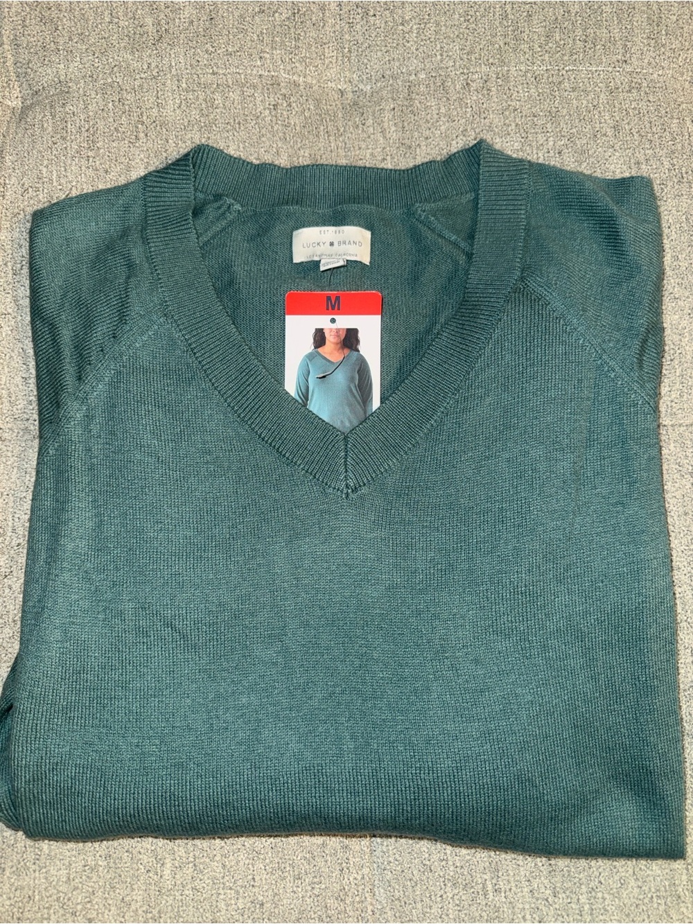 Lucky Brand Women’s V-Neck Sweater in Teal Green
